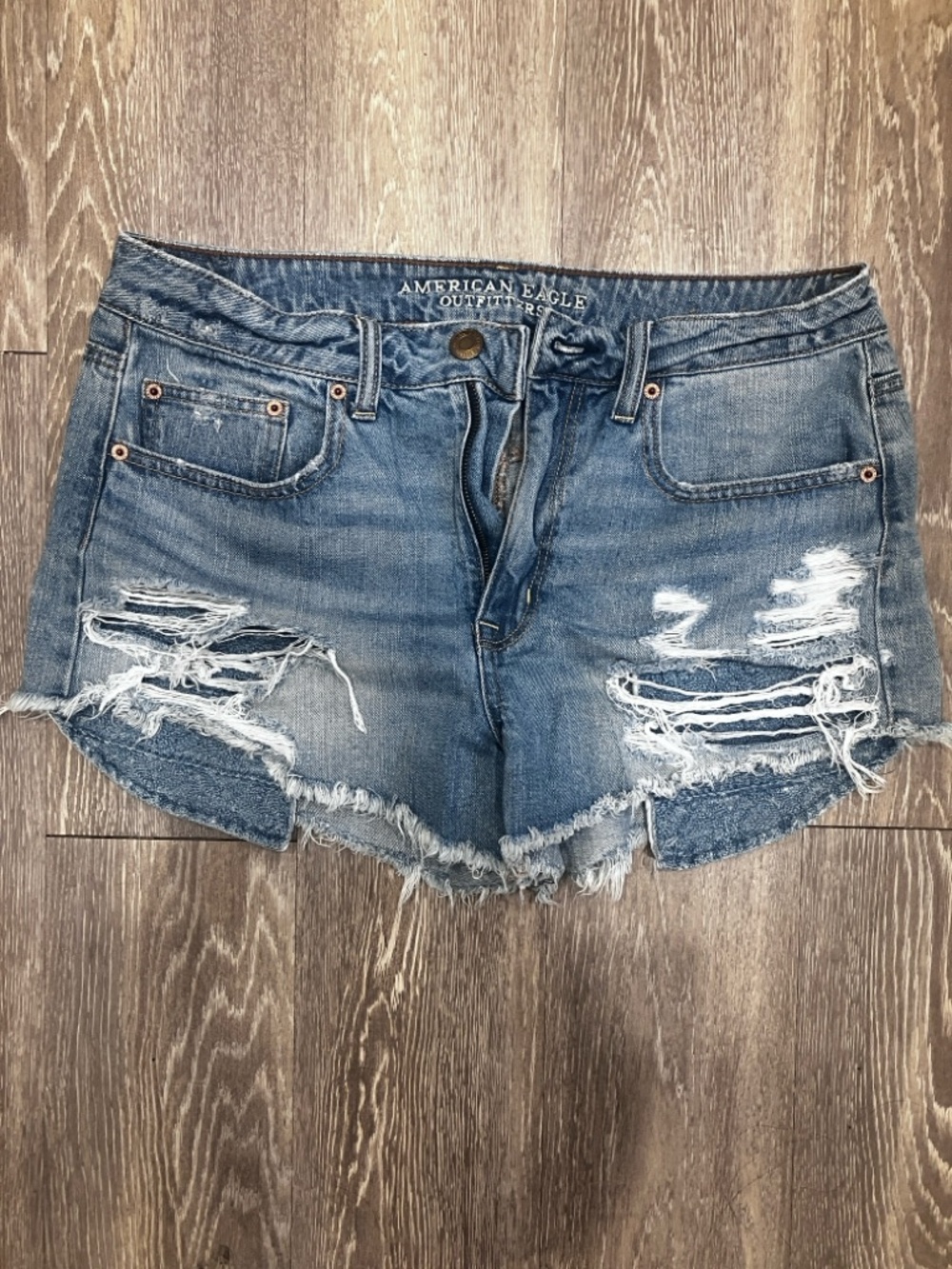 American Eagle Outfitters Distressed Light Blue Denim Cutoff Shorts